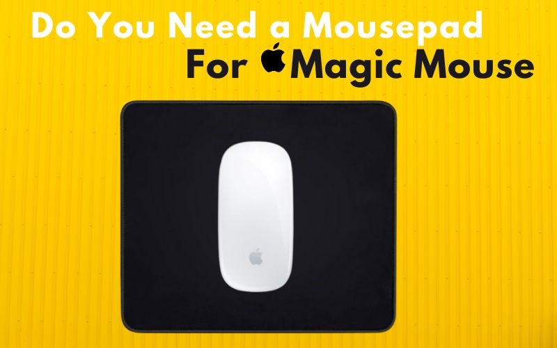 An apple mouse on a mouse pad